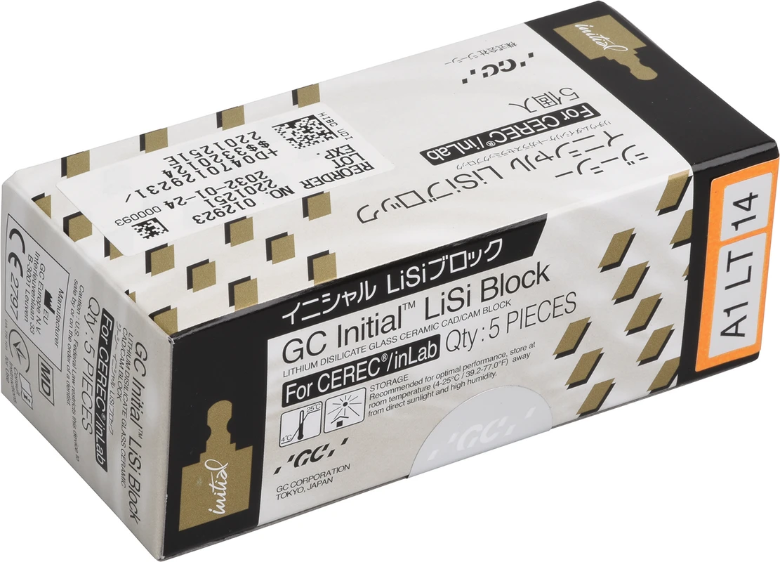 GC Initial™ LiSi Block für CEREC Packung 5 Stück Größe 14, A1 LT