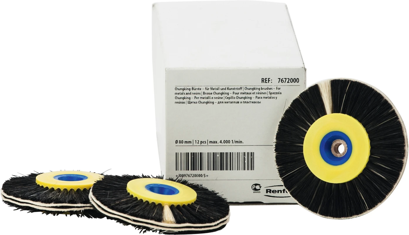 Chungkingbürste Packung 12 Stück Ø 80 mm, Chungking-Borste inkl. Leineneinlage