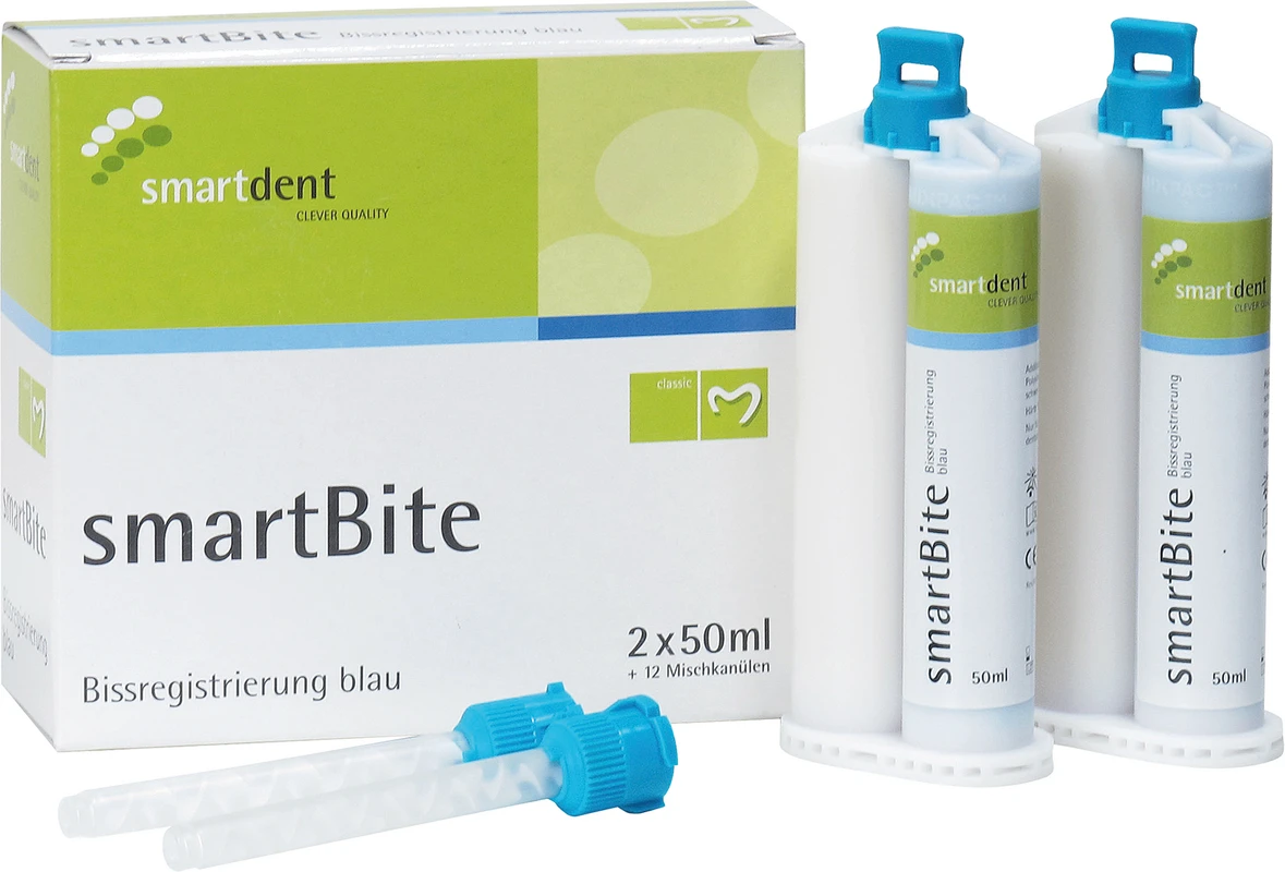 smartBite Packung 2 x 50 ml Doppelkartusche, 12 Mischkanülen smartBite smartdent