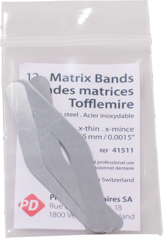 Matrizen nach Tofflemire Packung 12 Stück Typ 1, Stärke 0,035 mm, für Erwachsene