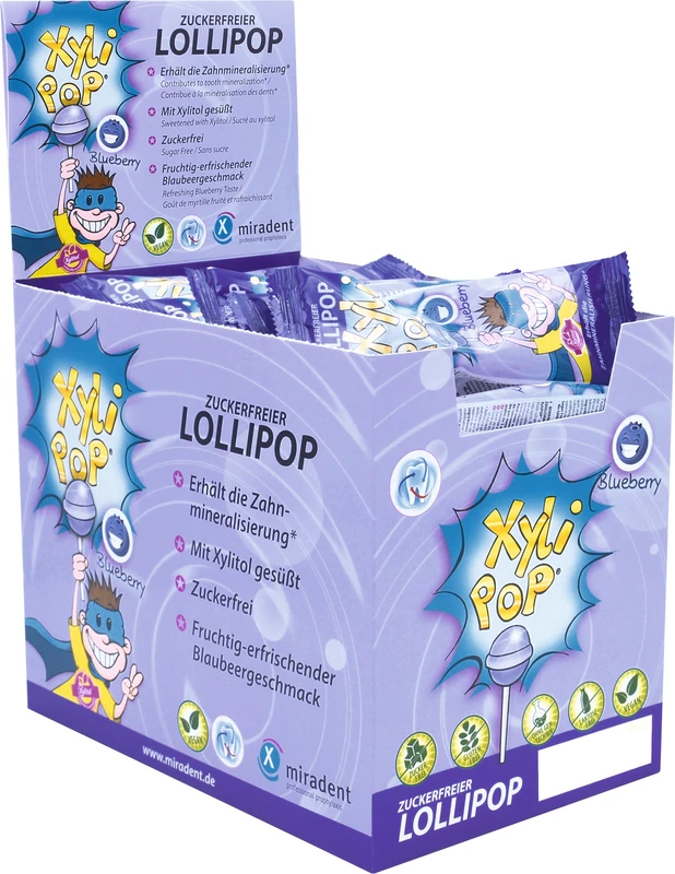 XyliPOP® Lollipop Box 50 x 6 g Stück Blaubeere