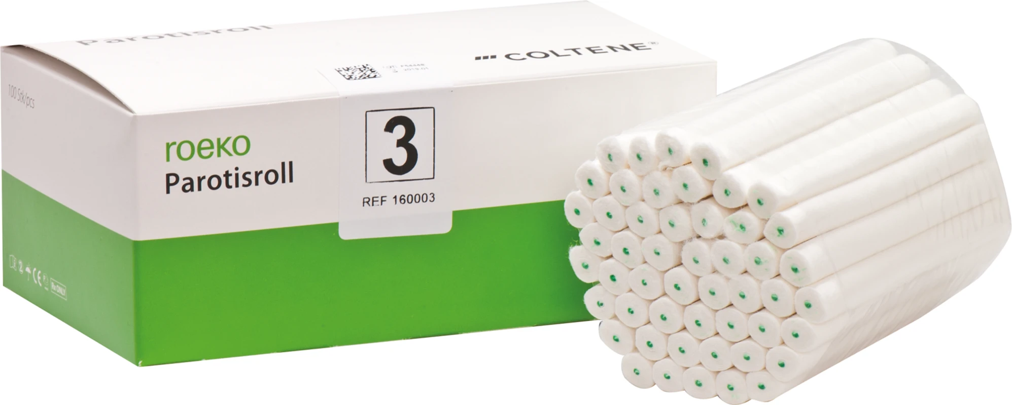 ROEKO Parotisroll Packung 100 Stück 100 mm, Ø 10 mm, Größe 3 roeko Parotisroll COLTENE