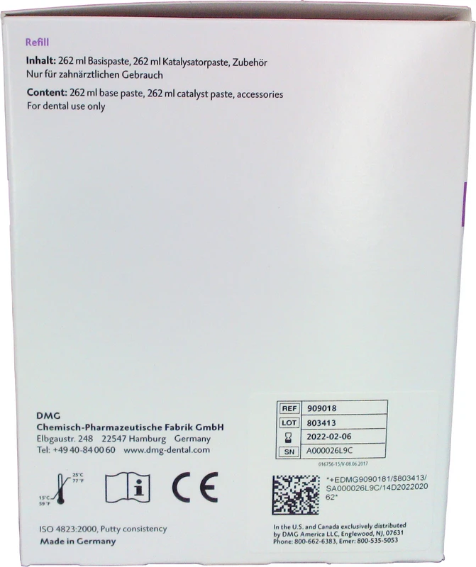 Silagum Putty Packung 262 ml Basispaste, 262 ml Katalysatorpaste, Standard Silagum Putty DMG