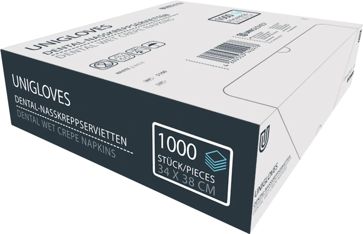 Nasskreppservietten Packung 1.000 Stück weiß, 34 x 38 cm