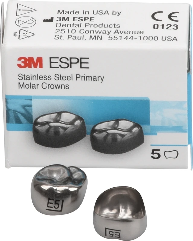 Edelstahlkronen Packung 5 Stück E-UR-5, für Milchmolaren