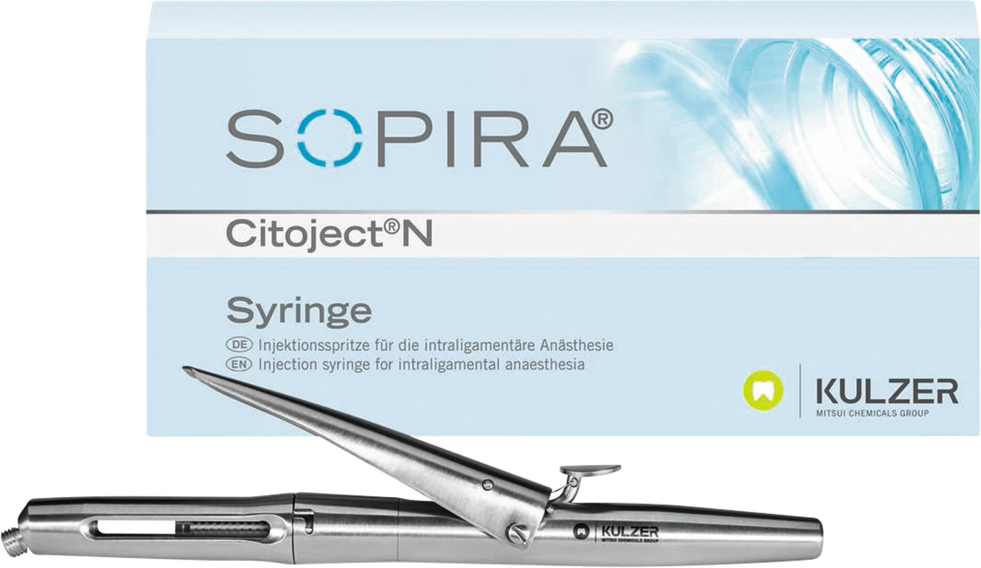 SOPIRA® Citoject N Set Spritze Edelstahl, flach, für 1,8 ml