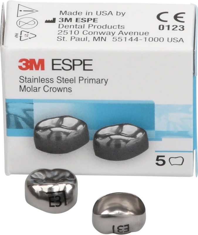 Edelstahlkronen Packung 5 Stück E-LR-3, für Milchmolaren