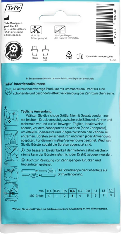 TePe® Interdentalbürsten Original Packung 8 Stück blau, Ø 0,6 mm