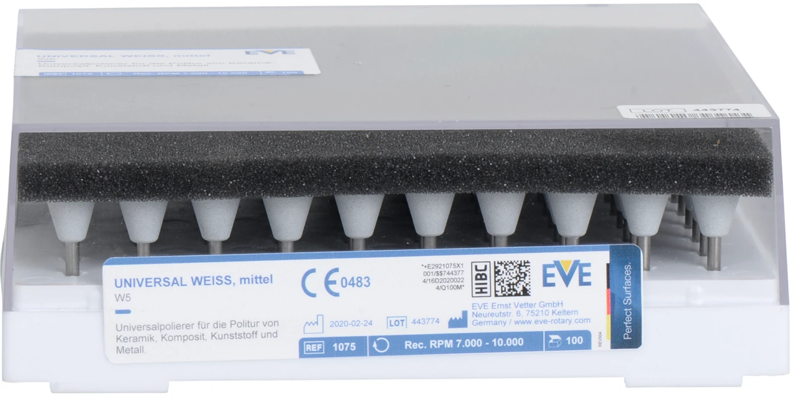 EVE UNIVERSAL Packung 100 Stück weiß mittel, RA, Figur umgekehrter Kegel, 9 x 8,5 mm