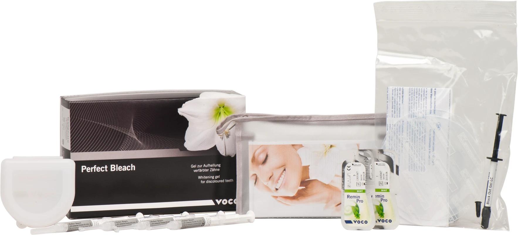 Perfect Bleach 16% Set 4 x 2,4 ml Spritze 16 % Bleaching Gel, Zubehör
