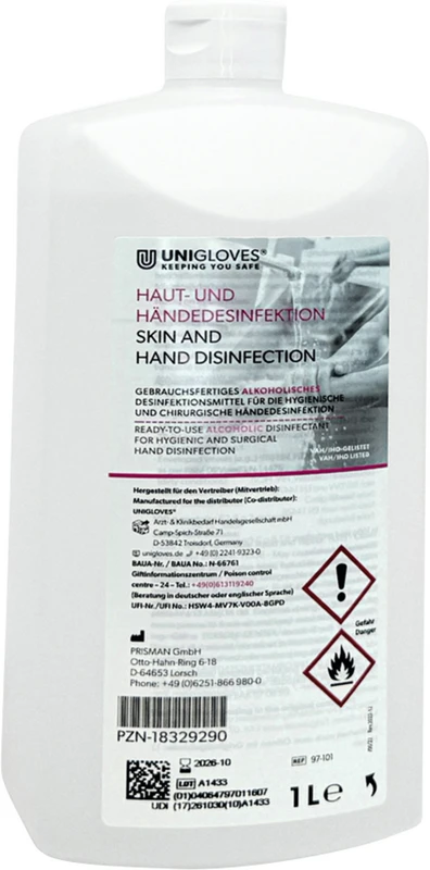 UNIGLOVES Händedesinfektion Flasche 1 Liter