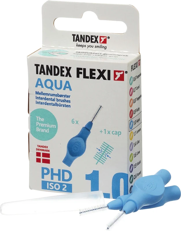 FLEXI® Interdentalbürsten PHD Packung 6 Stück aqua, PHD 1.0 (Ø 0,6 mm), ISO 2